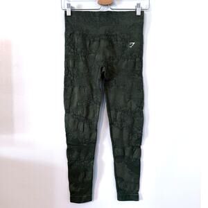 GYMSHARK textured green moss olive Adapt seamless camo athletic leggings